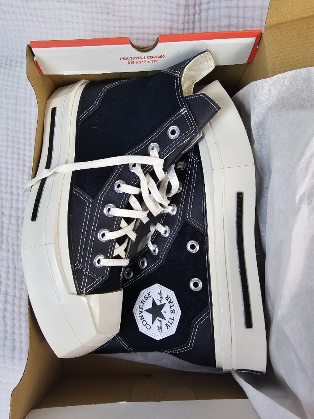 😍NWT😍 Converse Chuck 70 De Luxe Squared High - Black/Egret Women's 8/Men's 6 - Picture 7 of 16